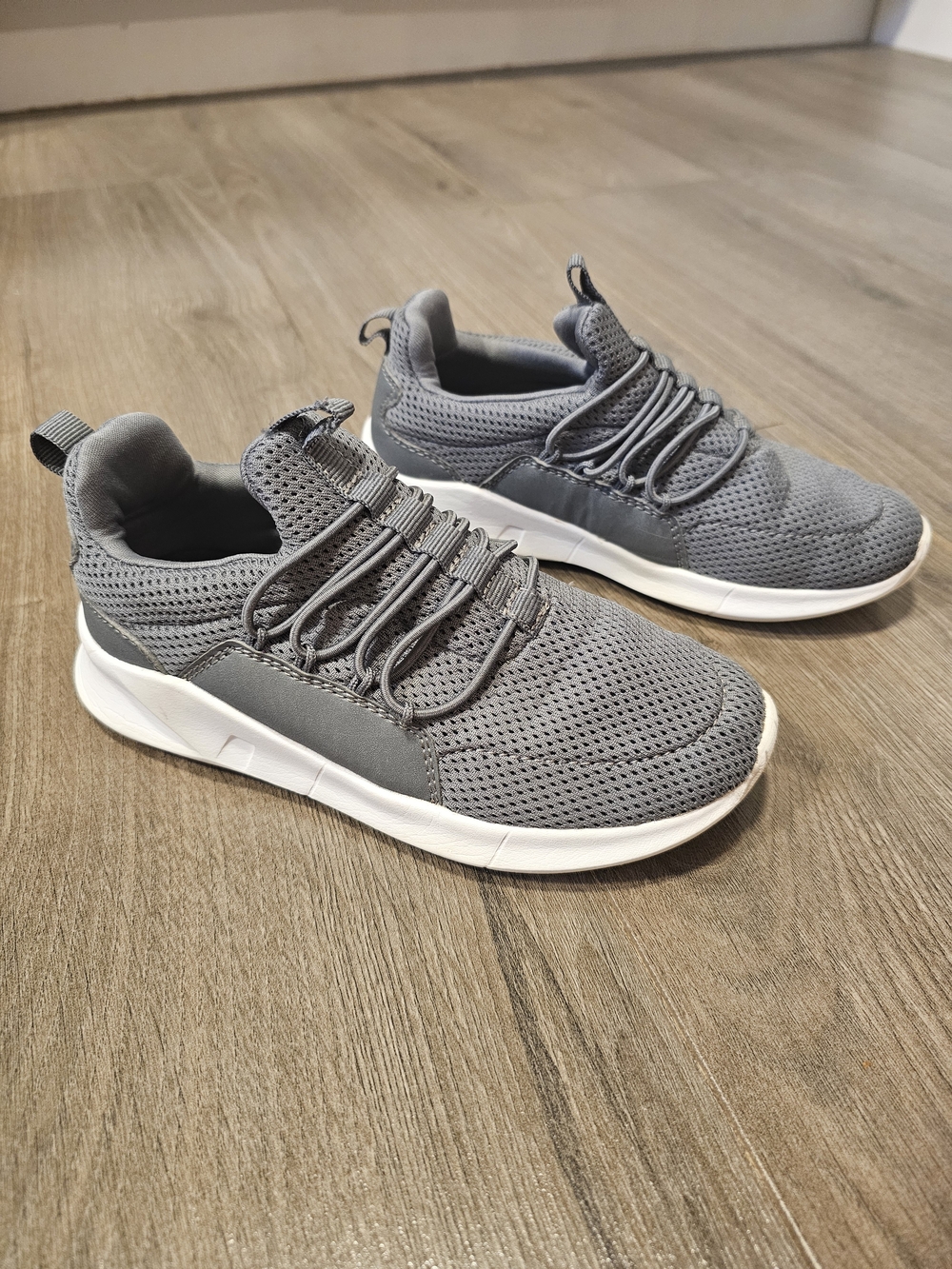 Kids The Childrens Place Grey Knit Lace-Up Sneakers - Size 12 Kids